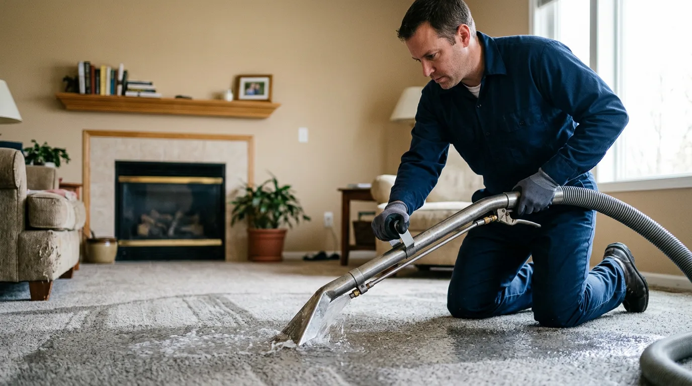 Water damage restoration technician working near Cheshire, MA